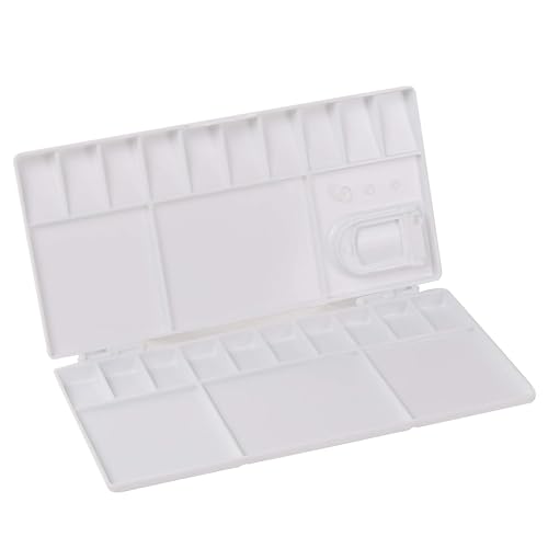 Worison 25 Comparments Mini Folding Paint Palette Plastic Palette with Thumbhole for Watercolor Gouache Acrylic and Oil Paint 20 x 9 cms - Image 1