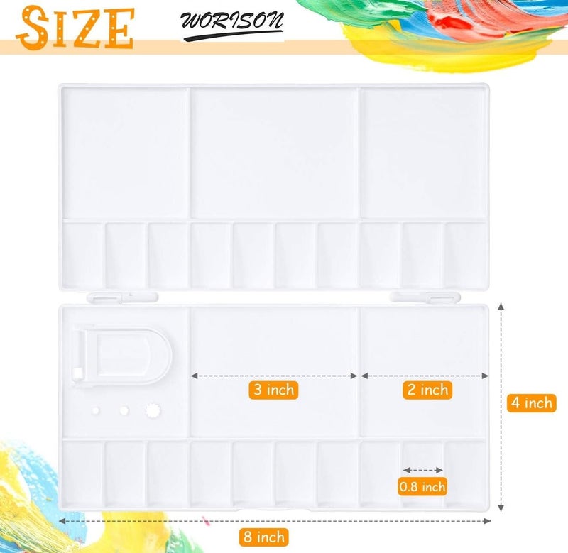 Worison 25 Comparments Mini Folding Paint Palette Plastic Palette with Thumbhole for Watercolor Gouache Acrylic and Oil Paint 20 x 9 cms - Image 3