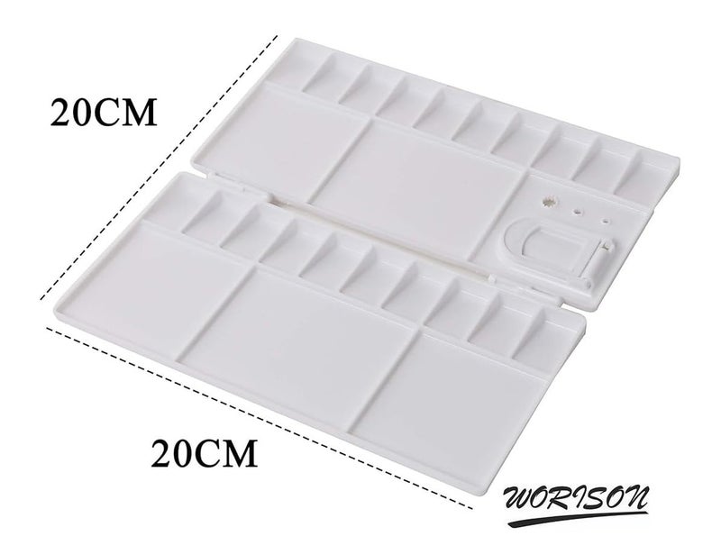 Worison 25 Comparments Mini Folding Paint Palette Plastic Palette with Thumbhole for Watercolor Gouache Acrylic and Oil Paint 20 x 9 cms - Image 5
