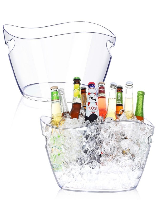 tchrules Ice Bucket 2 PCS, Acrylic Ice Bucket for Parties, Mimosa Bar Supplies, Beverage Tub for Champagne Beer, Sparkling, Wine, Cocktails(7L-Clear) - Image 1