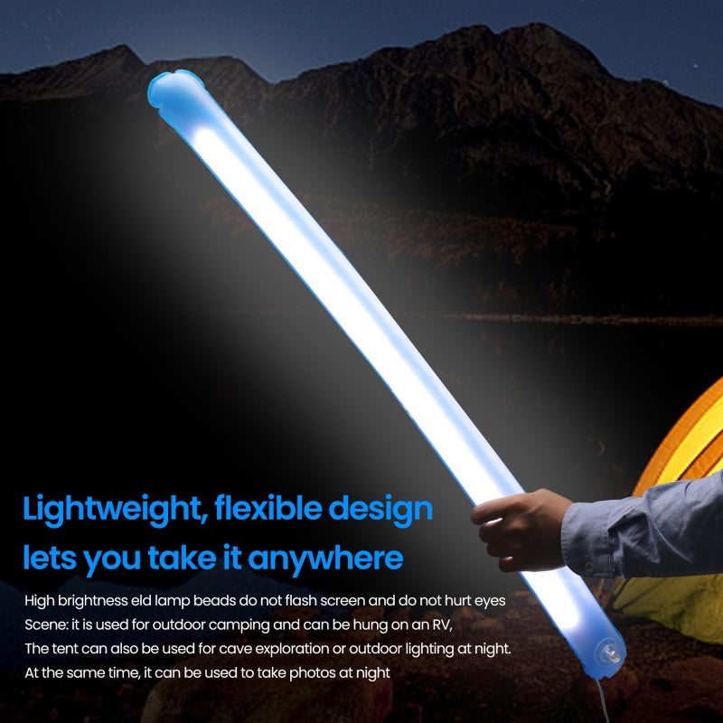 2pcs Inflatable Camping Lantern Foldable Light Strip Easy to Store for Outdoor Activity Camp Hung on RVs, Tents, Cave with Adhesive Tape Plugs into any USB Power Source - Image 5