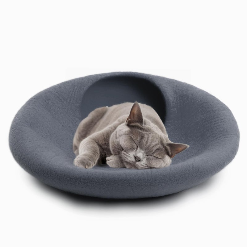 Woolygon Premium Wool Cat Cave Bed - Felt Cat Cave Handmade from 100% Merino Wool, Pet Friendly Felt Cat Bed for Indoor Cats and Kittens - Image 2