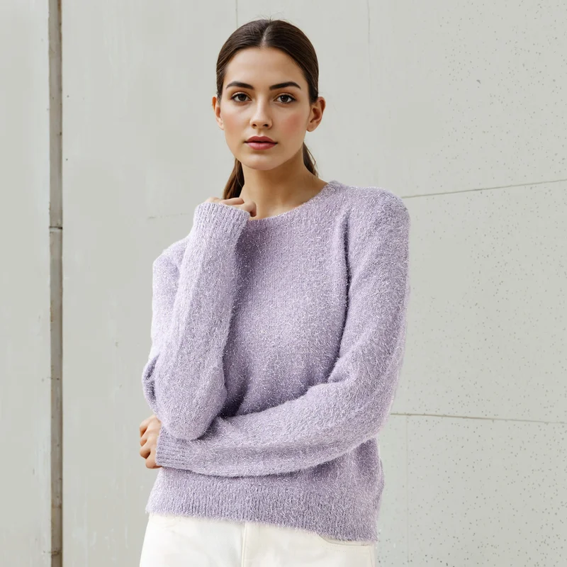 2Xtremz 2Xtremz Lurex Fuzzy Sweater with Long Sleeves