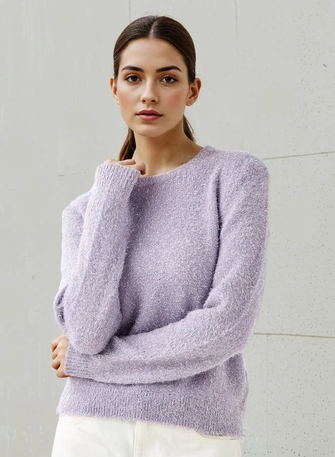 2Xtremz 2Xtremz Lurex Fuzzy Sweater with Long Sleeves