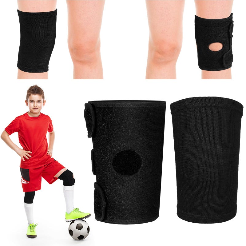 Relaxgiant 2 Pcs Kids Knee Brace, Youth Knee Compression Sleeve for Children Support for Boys Girls Basketball Volleyball Sports Gymnastics(Black,Medium) - Image 1