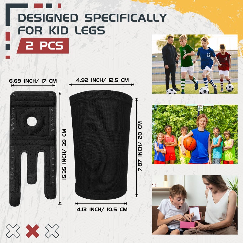 Relaxgiant 2 Pcs Kids Knee Brace, Youth Knee Compression Sleeve for Children Support for Boys Girls Basketball Volleyball Sports Gymnastics(Black,Medium) - Image 2
