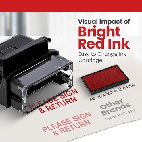 Promot Please Sign and Return Self Inking Rubber Stamp - Refillable Teacher Stamps - Business, Bookkeeping, Ordering, Accounting, Work, Bank, Office Stamper - Red Ink - Image 4