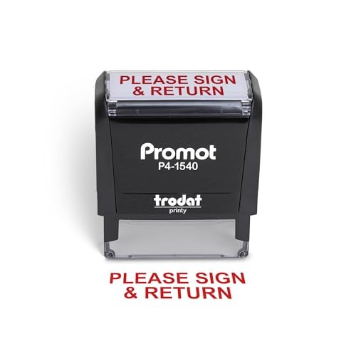 Promot Please Sign and Return Self Inking Rubber Stamp - Refillable Teacher Stamps - Business, Bookkeeping, Ordering, Accounting, Work, Bank, Office Stamper - Red Ink - Image 1