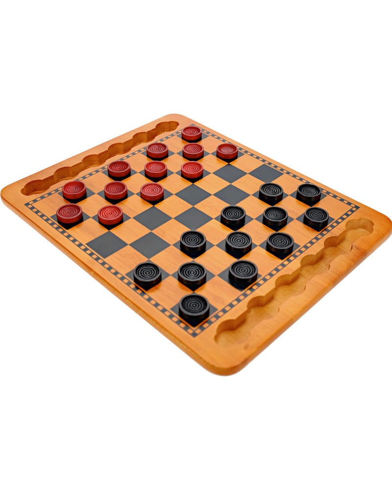 WE Games Solid Wood Red and Black Checkers Board Game Set with Inset Grooves for Pieces, 14.5 in. - Image 1