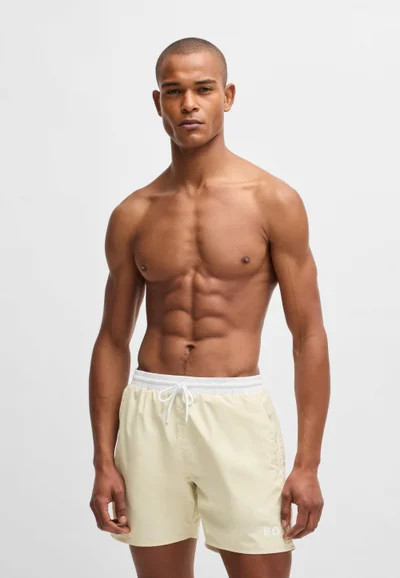 BOSS Swim shorts with contrast logo and piping