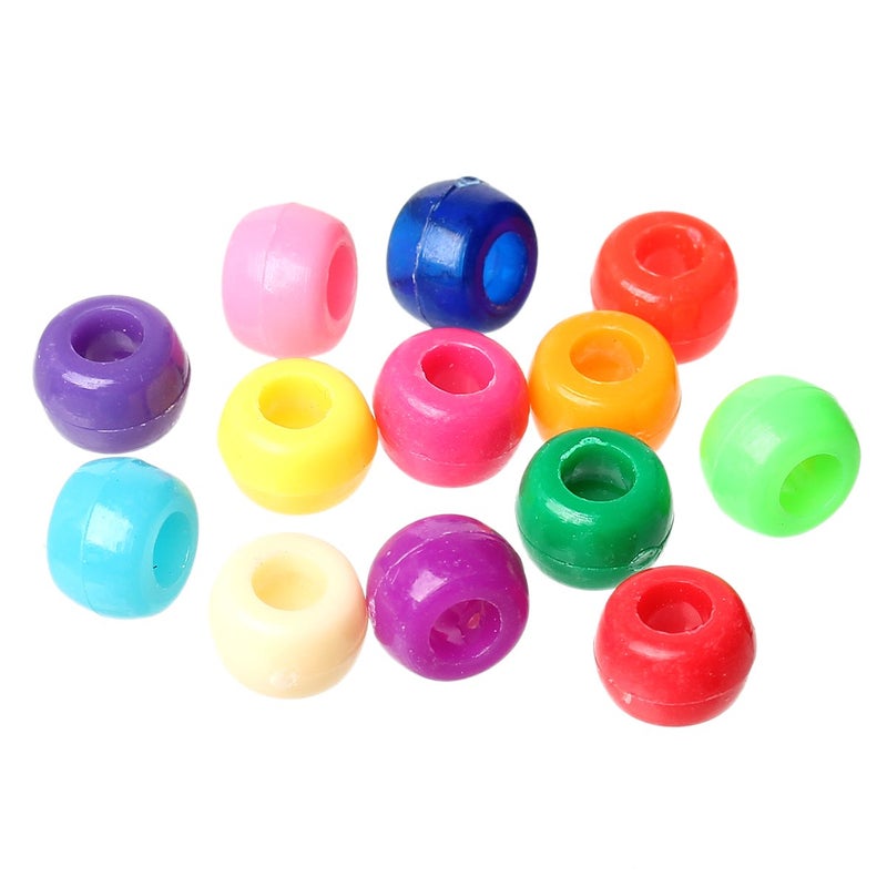 Rainbow Acrylic Pony Beads Large Hole 9x6mm Pack of 100 Make it 99