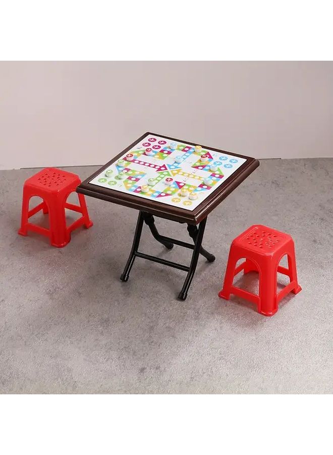 Mini Flying Chess Table With 2 Red Stools 1 12 Scale Dollhouse Board Game Set - Image 1