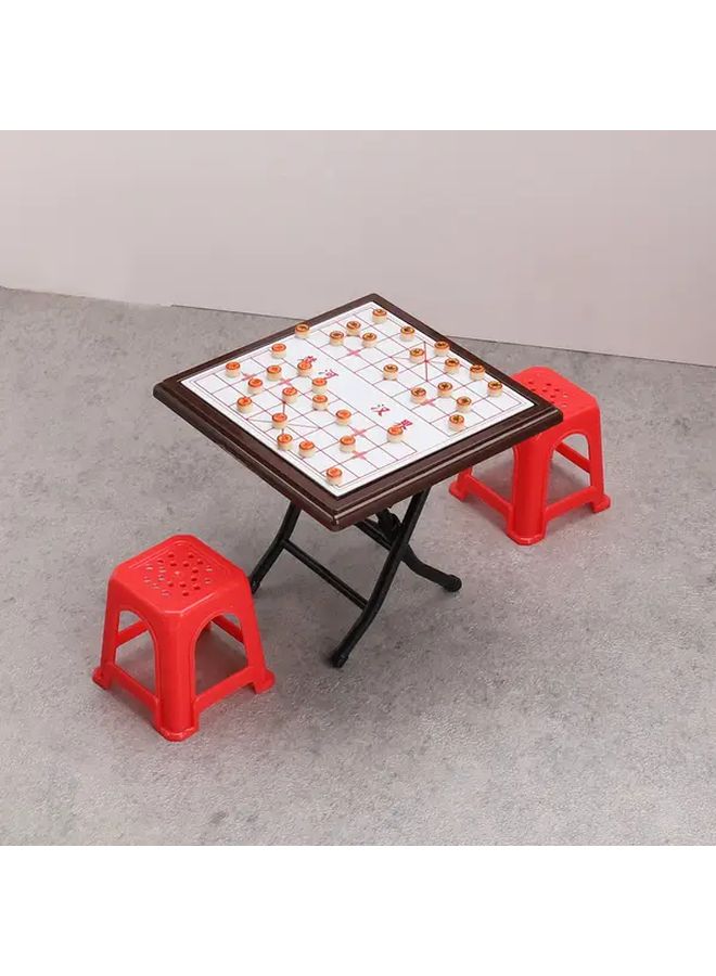 Mini Flying Chess Table With 2 Red Stools 1 12 Scale Dollhouse Board Game Set - Image 4