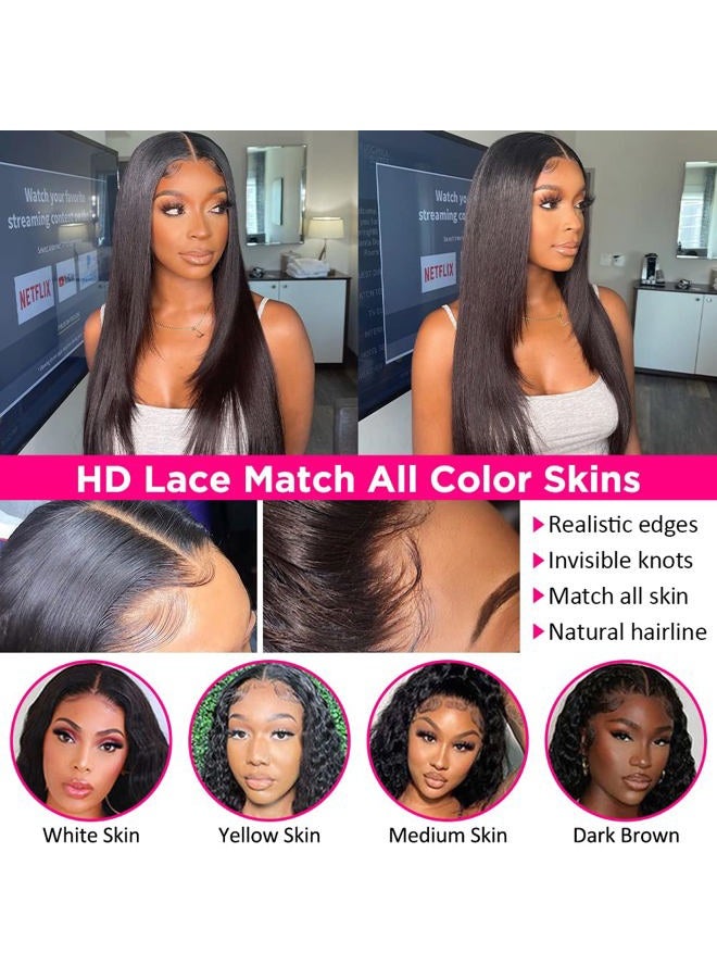 Subella HD Lace Front Wigs Human Hair Pre Plucked 220% Density 13x5 Straight HD Lace Frontal Wig with Baby Hair 12A Transparent Lace Wigs for Black Women (20inch) - Image 4