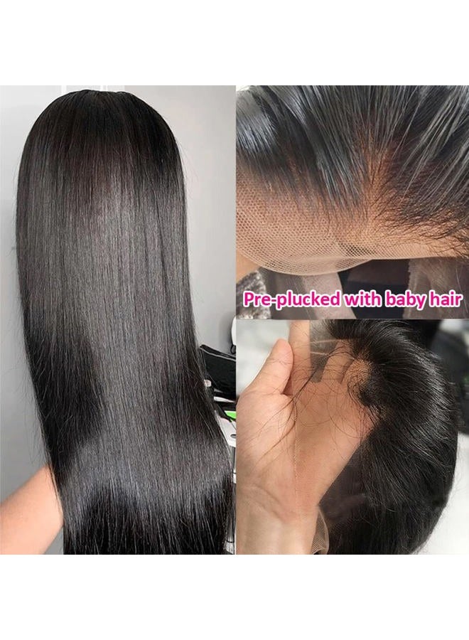 Subella HD Lace Front Wigs Human Hair Pre Plucked 220% Density 13x5 Straight HD Lace Frontal Wig with Baby Hair 12A Transparent Lace Wigs for Black Women (20inch) - Image 3
