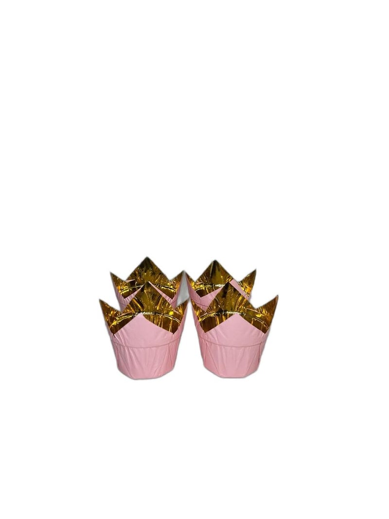 Baekence Baekence Tulip Cup Cake Liner Pink Golden Paper Baking Cups Muffin Cup Pack of 500 pcs150x50mm - Image 2