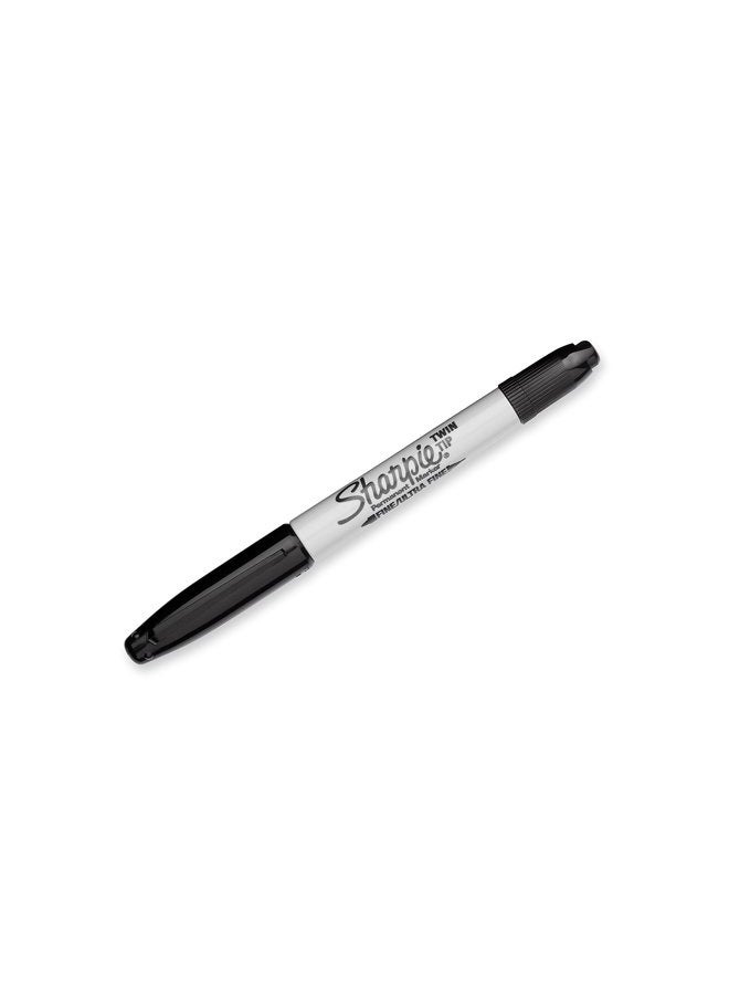Sharpie Twin Tip Permanent Markers, Fine and Ultra Fine, Black, 12 Count - Image 2