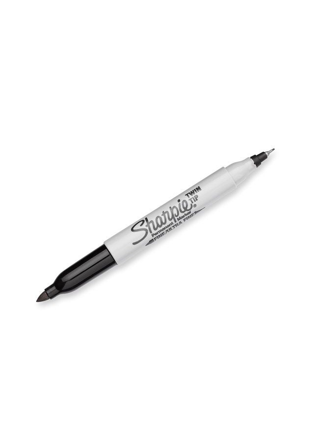 Sharpie Twin Tip Permanent Markers, Fine and Ultra Fine, Black, 12 Count - Image 5