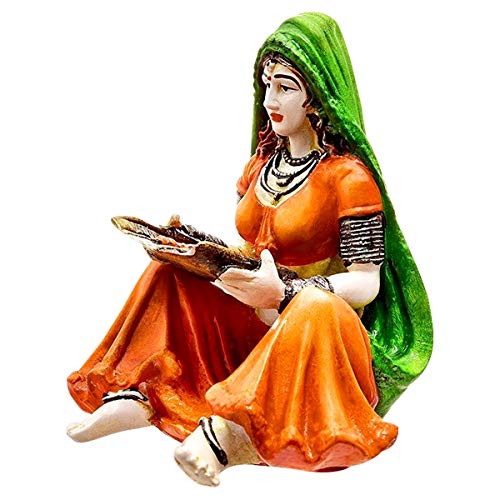 Karigaari India Handcrafted Rajasthani Lady with Supda Polyresin Showpiece | Traditional Indian Woman Figurine for Home Decor Ethnic Art Statue for Living Room Table Gift Item Hand Painted Sculpture - Image 4