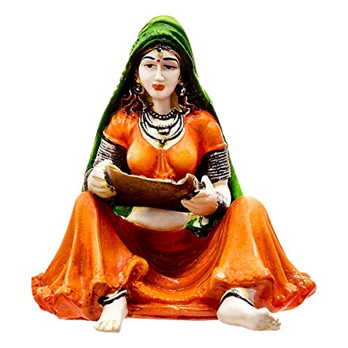 Karigaari India Handcrafted Rajasthani Lady with Supda Polyresin Showpiece | Traditional Indian Woman Figurine for Home Decor Ethnic Art Statue for Living Room Table Gift Item Hand Painted Sculpture - Image 2