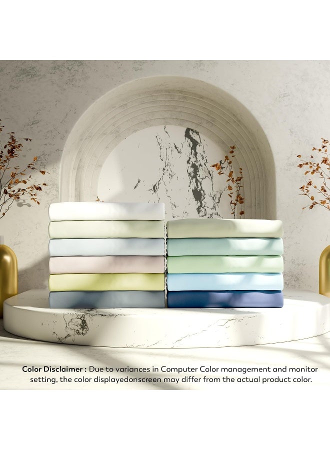 Purity Home Full Bed Sheet Set, 400TC 100% Cotton Bed Sheets, 4Pc Hotel Quality Pistachio Sheet Set, Skin Friendly Cooling Bed Sheets with Deep Pockets, Hotel Luxury Sheets for Full Bed - Image 3