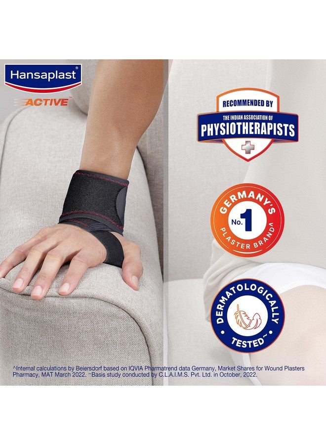 Hansaplast Hansaplast Active Wrist Support for Men & Women | 1 Unit | One Size Fits Most | Neoprene Wrist Band Supporter for Long Lasting Pain Relief & Stability | Skin Friendly Wrist Wrap/Strap with Thumb Loop for Comfortable Fit | Brace for Workout, Gym, Badminton | Sprain, Strain, Preventive Care, Overuse Care  - Image 4