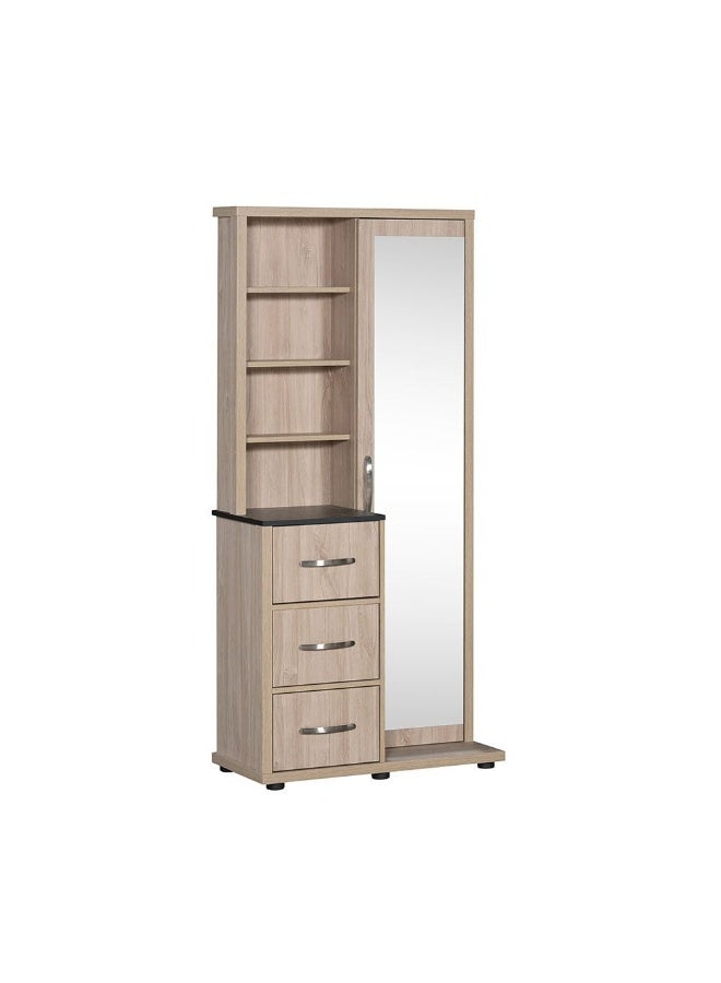 DANUBE HOME Bolivar Tall Dresser Storage Cabinet With Mirror Durable Vanity Table Dressing Makeup Desk With Storage Modern Design Bedroom Furniture L80xW40xH172cm-Vintage Oak/Black Faux Marble  - Image 4