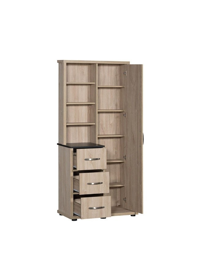 DANUBE HOME Bolivar Tall Dresser Storage Cabinet With Mirror Durable Vanity Table Dressing Makeup Desk With Storage Modern Design Bedroom Furniture L80xW40xH172cm-Vintage Oak/Black Faux Marble  - Image 5