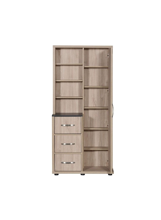 DANUBE HOME Bolivar Tall Dresser Storage Cabinet With Mirror Durable Vanity Table Dressing Makeup Desk With Storage Modern Design Bedroom Furniture L80xW40xH172cm-Vintage Oak/Black Faux Marble  - Image 2