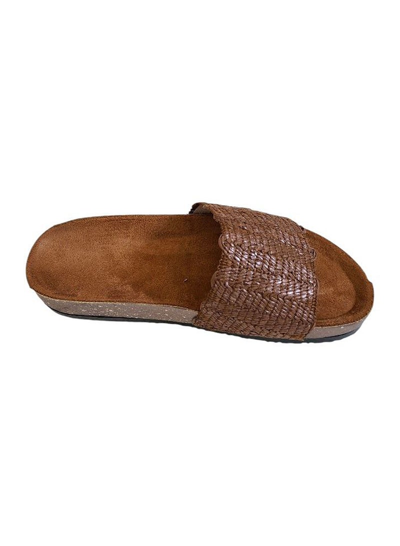 Karisma Flat Squared Toe Slippers With Simple Canvas With Embroidered Upper Strap - Image 3