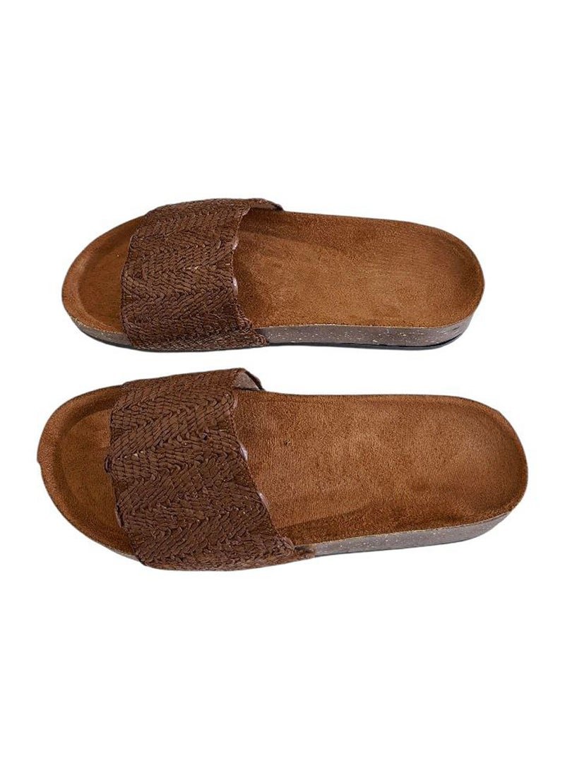 Karisma Flat Squared Toe Slippers With Simple Canvas With Embroidered Upper Strap - Image 2