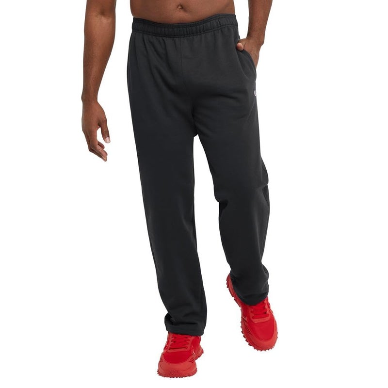 Champion Mens Sweatpants, Fleece, Open-Bottom (Reg. Or Big & Tall), Black C Patch Logo, Large Tall US - Image 4