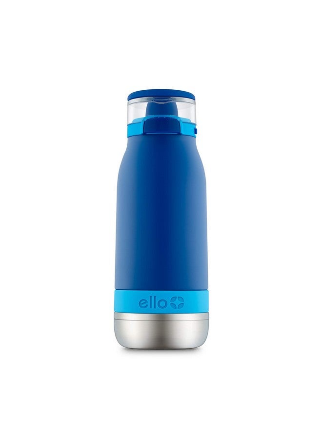 Pogo Ello Emma 14oz Vacuum Insulated Stainless Steel Kids Water Bottle with Straw and Built-in Carrying Handle and Leak-Proof Locking Lid for School Backpack, Lunchbox and Outdoor Sports, Touchdown Blue - Image 1