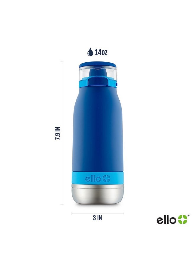 Pogo Ello Emma 14oz Vacuum Insulated Stainless Steel Kids Water Bottle with Straw and Built-in Carrying Handle and Leak-Proof Locking Lid for School Backpack, Lunchbox and Outdoor Sports, Touchdown Blue - Image 3