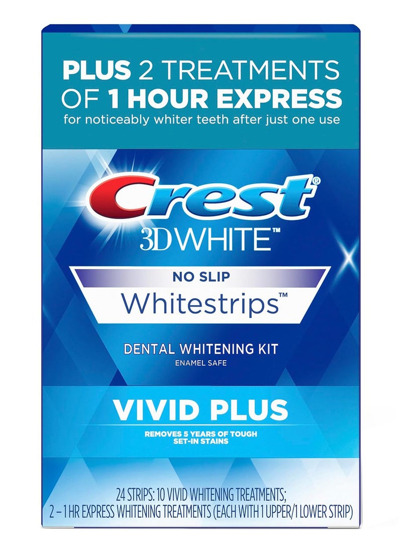 Crest Pack Of 1 3D Whitestrips Vivid Plus Teeth Whitening Strip Kit, 24 Pieces  - Image 1