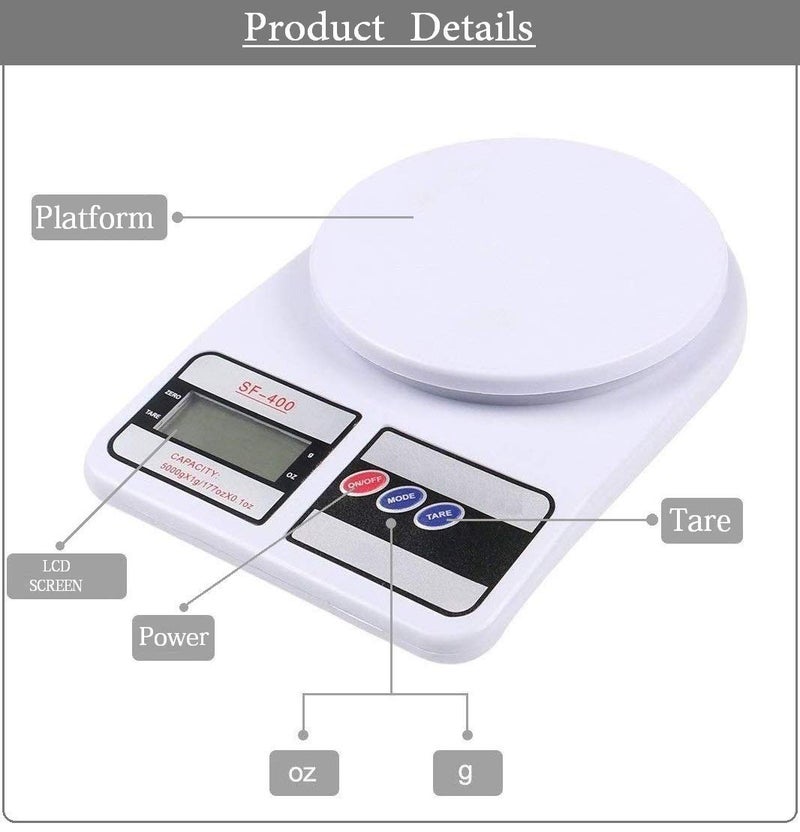 Techgadget Digital Kitchen Courier Parcel Weighing Scale Multipurpose White 10kg N1231 - Image 4