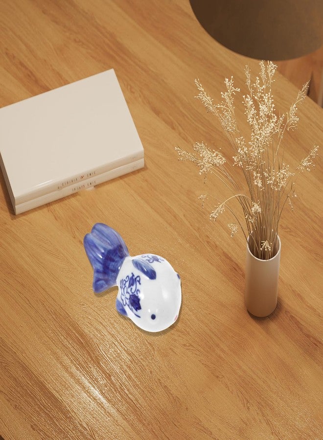 HOMSFOU Ceramic Fish Figurine Floating Ball Fish Tank Float Blue and White Goldfish Statue Porcelain Balls Centerpiece Miniature Underwater Aquatic Animal Figures for Zen Garden Tea Pet - Image 3