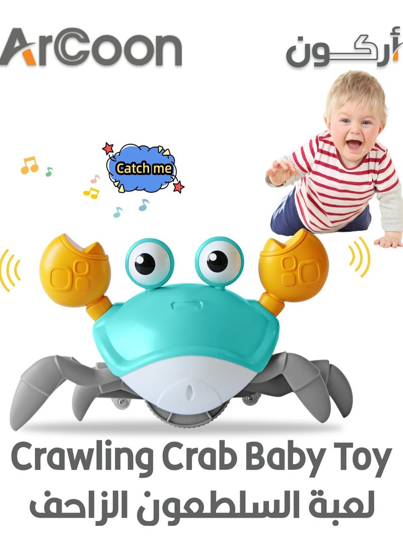 ARCOON - Rechargeable Crawling Crab Baby Toy With,Fantastic Creatures Toys Infant Sensory Tummy time Toys Babies boy Girl for 36 Months to 15 Years Learning to Crawl Walking Toddler Gifts (Green) - Image 1