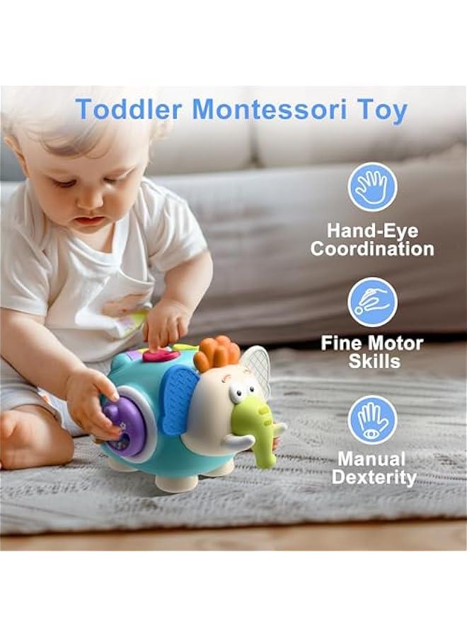 Baby Elephant Activity Cube, Infant Busy Cube Montessori Toy for 1 Year Old, Babies Carseat Plane Travel Toy, Toddler Sensory Development Learning Birthday Gift 6-9-12-18 Months 2 3 Year - Image 2