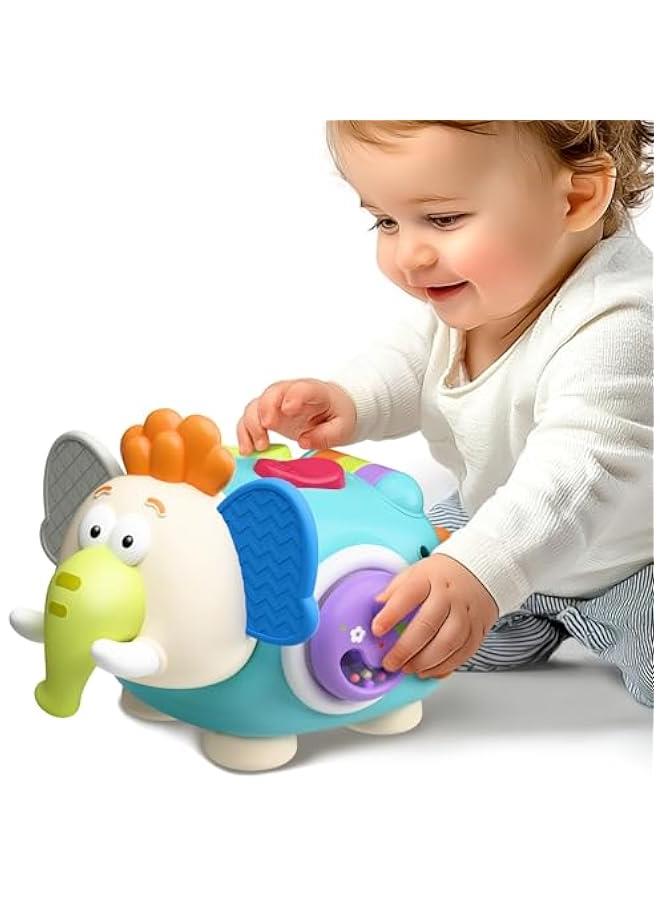 Baby Elephant Activity Cube, Infant Busy Cube Montessori Toy for 1 Year Old, Babies Carseat Plane Travel Toy, Toddler Sensory Development Learning Birthday Gift 6-9-12-18 Months 2 3 Year - Image 1