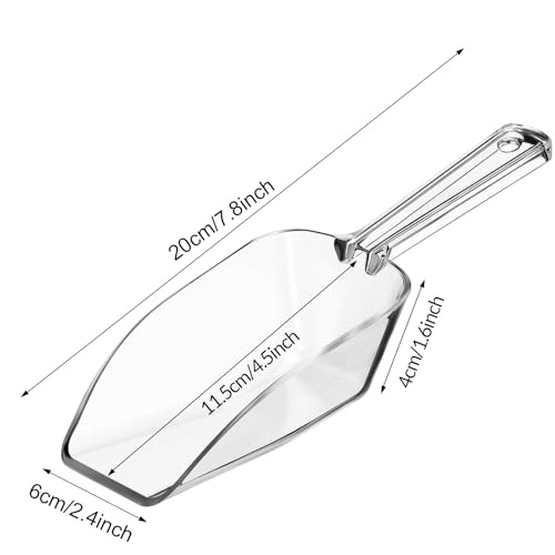 Hestya 4 Pcs Christmas Multi Purpose Clear Plastic Scoops for Candy Buffet Acrylic Kitchen Ice Food Popcorn Scoops for Protein Powders, Ice Cream, Coffee, Tea Jar (7.8 Inch) - Image 2