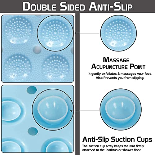 TAGPR PVC Door Bathroom mat Anti Skid Rectangle Blue (Design 1 | 70 X 45) - Image 2