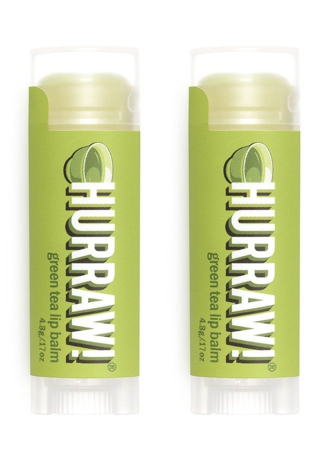Hurraw! Green Tea Lip Balm, 2 Pack: Organic, Certified Vegan, Cruelty and Gluten Free. Non-GMO, 100% Natural Ingredients. Bee, Shea, Soy and Palm Free. Made in USA - Image 1