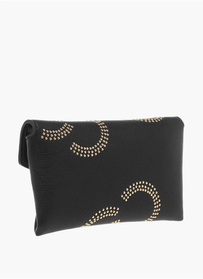 سيليست Womens Stud Detail Clutch With Chain Strap And Flap Closure