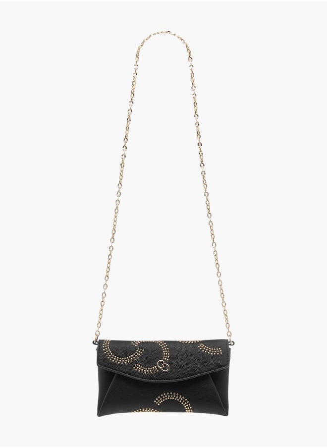 Celeste Womens Stud Detail Clutch With Chain Strap And Flap Closure  - Image 2