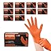 GLOVEWORKS قفازات غلوف ووركس HD نيتريل برتقالية صناعية قابلة للتخلص 8 مل خالية من اللاتكس بنمط الماس مرتفع الحجم الكبير 10 صناديق من 100 - Image 1