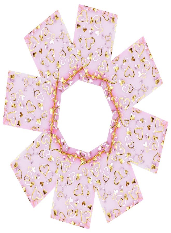 Bskifnn 50PCS Heart Printed Organza Bags Gift Jewelry Candy Bags for Wedding Valentine's Day Mother's Day Party Christmas (Pink, 5×7inch) - Image 3