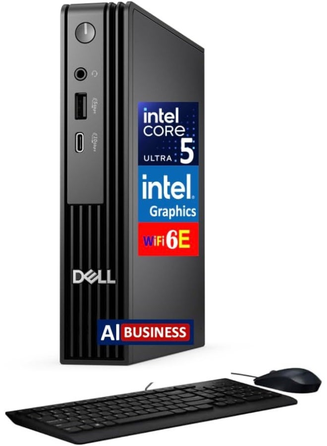 DELL Pro Micro Business Desktop Intel Ultra 5 235T, 16GB RAM, 512GB SSD, Dell Pro English/Arabic Keyboard and Mouse, Windows 11 Pro English/Arabic Black - Image 1