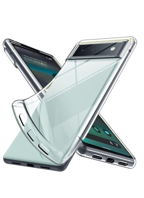 Clear Case Soft Flexible Silicone TPU Shockproof Transparent Rubber Back Cover Compatible for Google Pixel 6a
