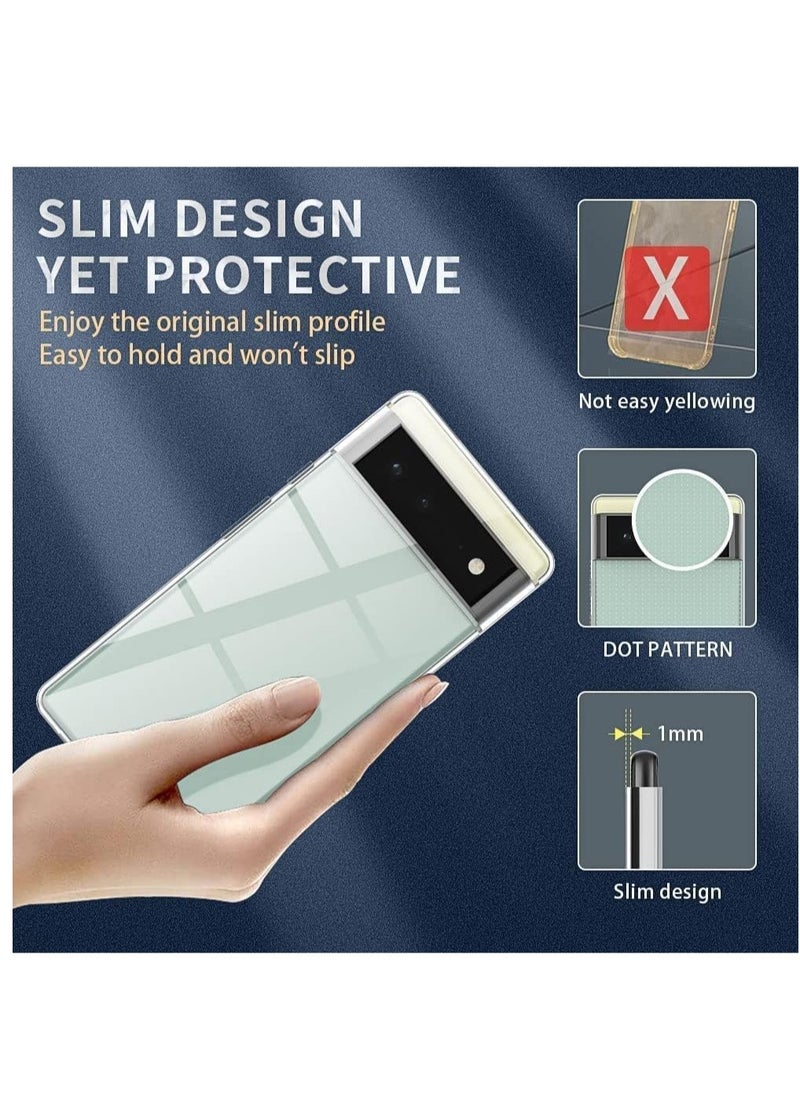 Clear Case Soft Flexible Silicone TPU Shockproof Transparent Rubber Back Cover Compatible for Google Pixel 6a